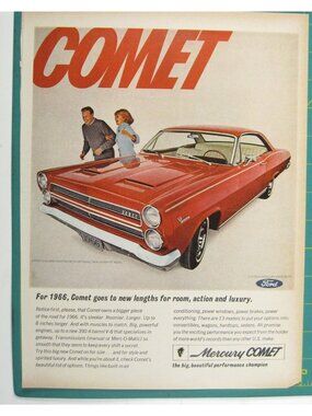 Print Ad 1966 Mercury Comet Cyclone Hardtop Action Luxury Vintage Ford Ad MOD